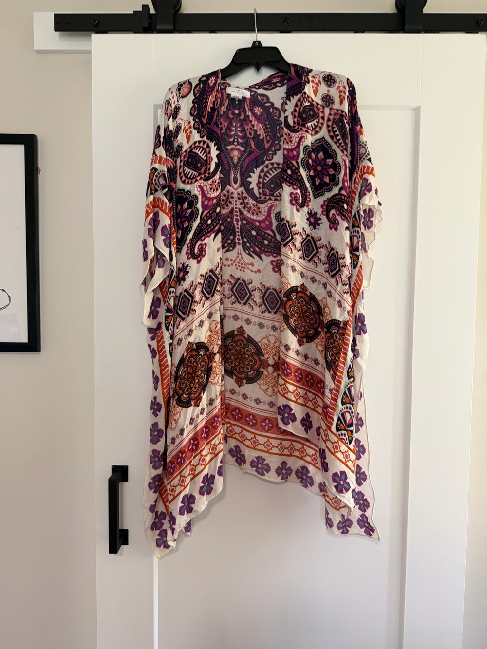 New Directions Boho Paisley Kimono Cover-Up One Size Lightweight Cardigan - Picture 2 of 3